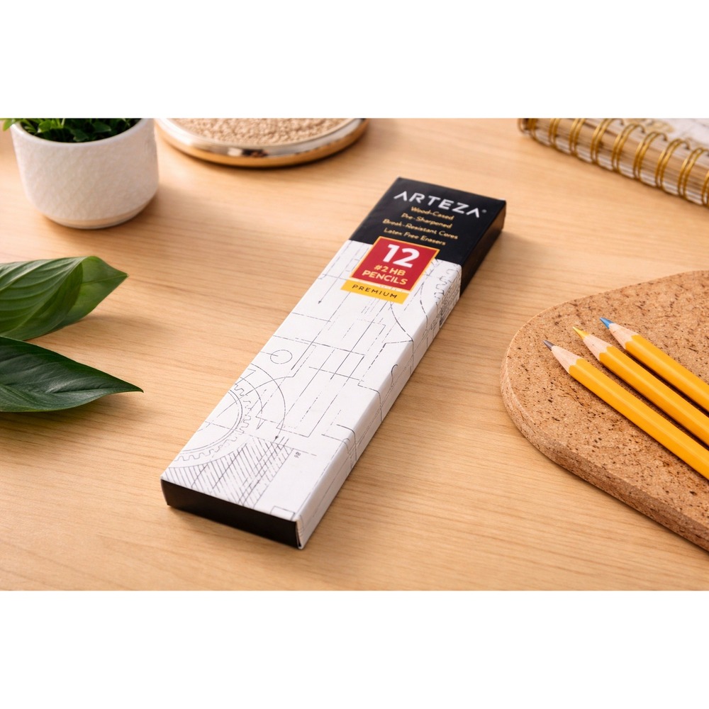 Arteza 12 Pack #2 HB Wood-Cased Pencils Pre-Sharpened‎ Break-Resistant ARTZ-8117
